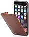 Produktbild StilGut UltraSlim Case Hülle Leder-Tasche für iPhone 6. Dünnes 360 Grad Flip-Case vertikal klappbar aus Echtleder für das Original iPhone 6 (4,7 Zoll), cognac