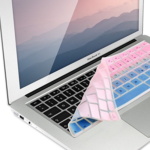 kwmobile Tastaturschutz Apple MacBook Air 13“/ Pro Retina 13“/ 15“ – QWERTZ Silikon Laptop Tastaturfolie – Notebook Tastaturschutzfolie Hellblau Rosa - 3