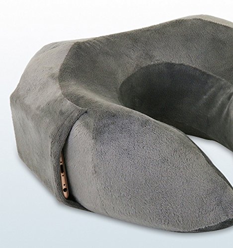 Nackenkissen von evo-cative – anschmiegsamer Memory-Schaum – Nackenhörnchen mit integrierter Handytasche und Aufbewahrungstasche (Grau) - 5