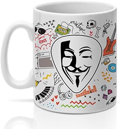 Anonymous Mask Hackers Coffee Mug For Musicians Guitar Cup