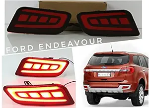 Multi-Function Neon Rear Bumper Reflector Light for Ford Endeavour+Auto Concept Logo Keyring for Ford Endeavour