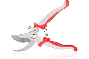 Jasni Pruning Shears Garden Scissors Patch Ergonomic Grip Lightweight Hand Secateurs Cutting Tool Stainless Steel Sharp Blade Clipper for Pruning, Trimming Shears with Locking Mechanism (Red)