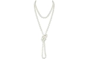 WANGENPING Długi naszyjnik z pereł w stylu vintage, 180 cm, 8 mm, owalny, biały, srebro wysokiej próby 925, elegancki modny naszyjnik z pereł dla kobiet, retro, na karnawał, akcesoria do kostiumu, dla