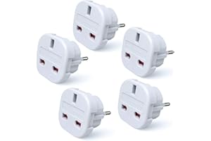 MOBIBAY Travel Adaptor | UK to European Plug Adapter Converter (Euro Type C, E, F) 3 Pin to 2 Pin Type G, EU Plugs for Europe Accessories,Italy,Cape Verde,Poland,Spain,Turkey,Greece,Bulgaria