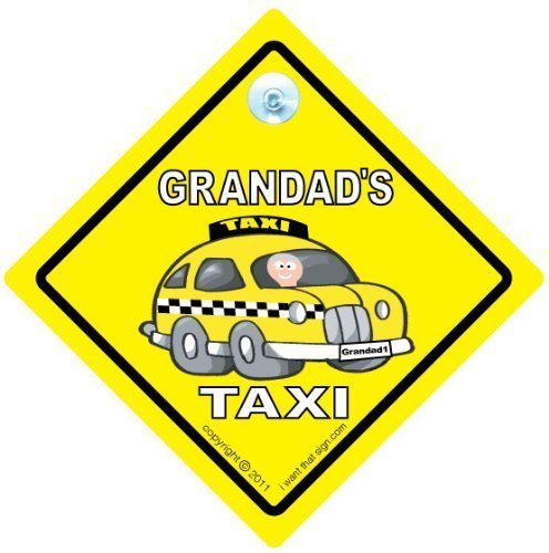 Texto en Taxi de coche con texto en inglés, para el abuelo ' Taxi, Taxi Grandads, texto en inglés, de peluche, de vinilo, carcasa adhesivo, Granparent de coche con texto en inglés, diseño con texto en inglés de coche Grandads Taxi, diseño con texto en inglés texto en Taxi