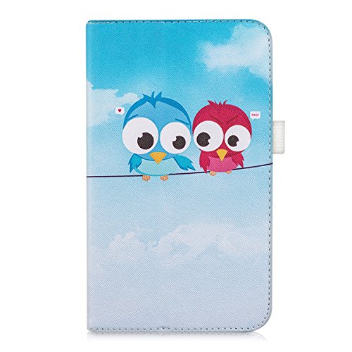 kwmobile Hülle für Huawei MediaPad T1 7.0 / Honor Play Tablet T1 – Tabletcover Slim Case Tablet Schutzhülle – Smart Cover Tabletcase Vögel Comic Design Blau Rot Hellblau - 9