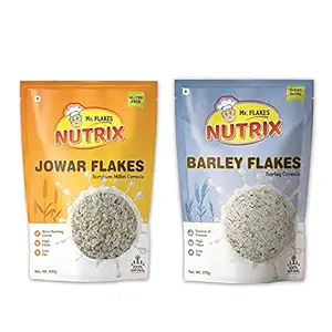 Jowar & Barley Flakes Combo | Healthy Breakfast Cereals with Millets, Gluten free | Rich in proteins & fibre, Supports weight loss (300g, 275g) - MR FLAKES NUTRIX