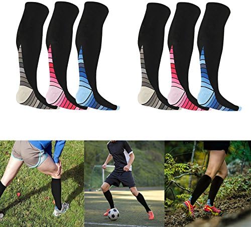 3 Pair Sports Compression Socks for Men Women - Blue, Pink, Gray Compression Stockings - 20-30 mmHg Best Graduated Athletic Fit for Running, Nurses, Shin Splints, Maternity Pregnancy, Gym, Yoga, Recovery, Flight Travel (S/M)