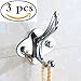 Produktbild 3 Pcs Double Robe Hook Stainless Steel Chrome Plated Feather Style ( Plum shape )