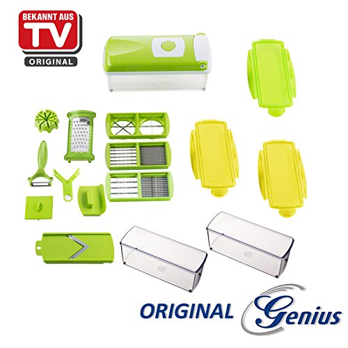 Genius A80057 Gemüse- und Obstschneider, Kunststoff, kiwi-gelb, 26.5 x 9 x 13 cm