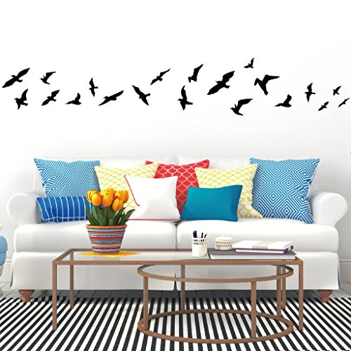 Wandtattoo Loft "Vogelflug" 20teilig / Vögel im Set / Wandsticker / Wandtattoo / Wandaufkleber / 54 Farben / 3 Größen / weiß / 20 x 131 cm