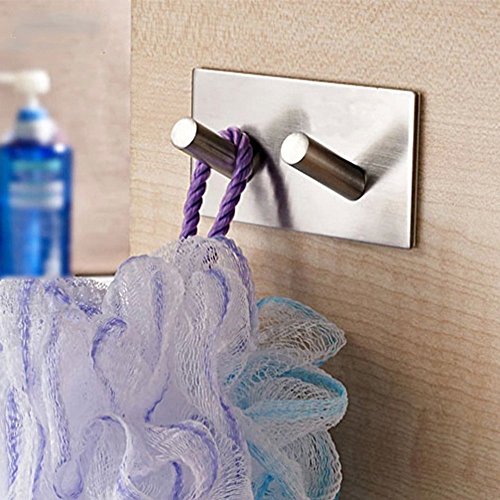 Weare Home Modern Stil Doppel Wandhaken Handtuchhaken Badezimmerhaken Küchehaken aus 304 Edelstahl 3M Klebstoff ohne Bohren Rostfrei Aufhänger Haltbar Badzubehör Badaccessoires Dekor für Küche - 4