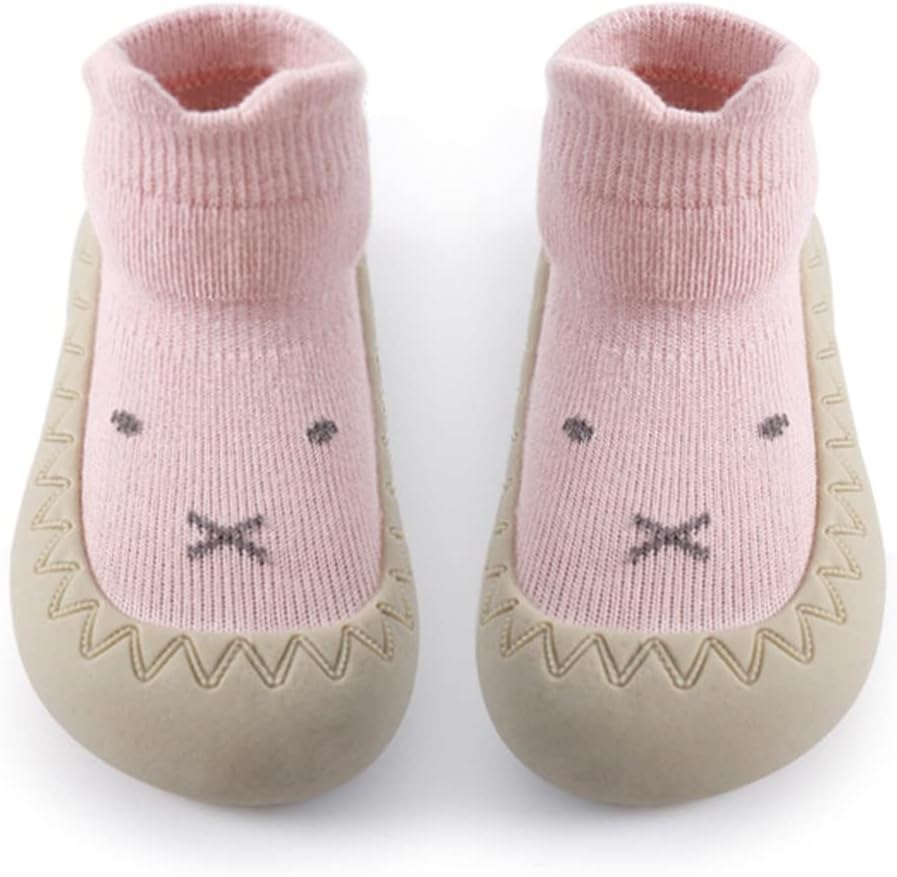 Toddler Sock Shoes Cute Baby First Walking Shoes Soft Sole with Grips for Boys Girls