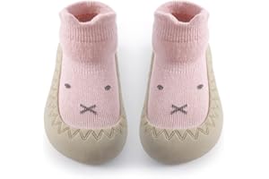 Exemaba Baby Sockenschuhe Rutschfeste Niedlicher Cartoon Weicher Stricken Babybodenschuhe Kleinkind Schuhe 1-Paar
