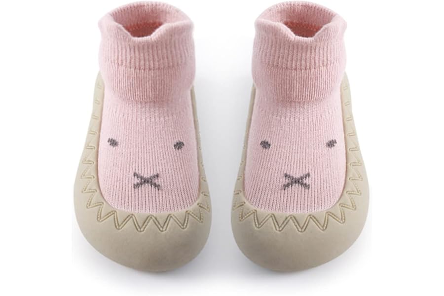 Toddler Sock Shoes Cute Baby First Walking Shoes Soft Sole with Grips for Boys Girls