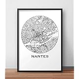 Affiche Nantes Minimalist Map (A4, A3, A2) - City Map, Poster de Nantes, Plan de ville, Impression d'Art, Création originale handmade
