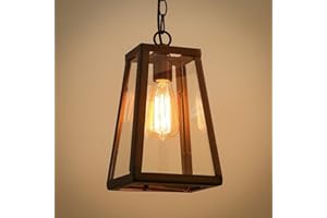 COJJ Suspension extérieure Lampe Suspendue Noire rétro IP44 Plafond Vintage Industriel Fer + Lampe Murale en Verre Étanche à la Pluie Pavillon Villa Loft Lustre Lampe d'extérieur