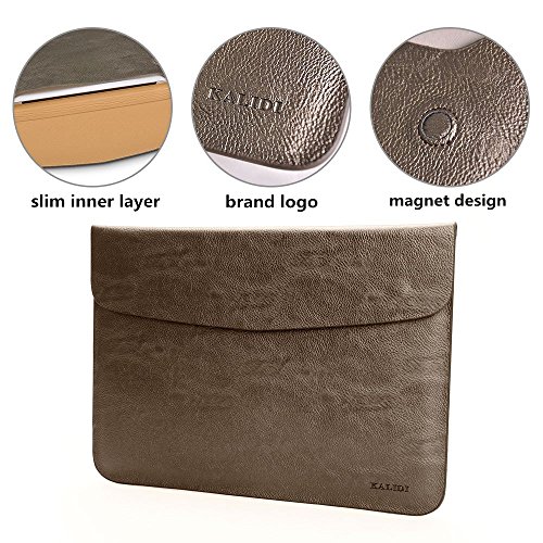 KALIDI Einfache Umschlagart 15.4 Zoll Laptop Leder Schutzhülle Tasche mit Magnetverschluss für MacBook Pro Retina 15.4 Zoll(Ohne Hardware) bronzen - 2