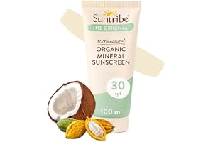 Suntribe Natural Mineral Sunscreen SPF 30/100 ml, Tonad, Ekologisk Solkräm - 100% Naturlig & Reef Safe, Non-Nano Zinkoxid, Vattenresistent - Vinnare Beauty Shortlist Awards 2022