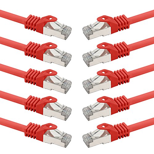 rocabo 116310 RJ45 Netzwerkkabel Patchkabel mit CAT 7, Ethernet Gigabit LAN Switch Router, Halogenfrei 1,00m (10 Stück) Rot rocabo 116310 RJ45 Netzwerkkabel Patchkabel mit CAT 7, Ethernet Gigabit LAN Switch Router, Halogenfrei 1,00m (10 Stück) Rot