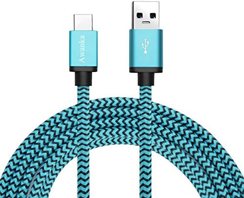 Type C Cable,Awanka Nylon Braided USB C Data &amp; Charging Cable with Aluminum Connector for Nexus 6P/5X, LG G5, OnePlus 2 and More (3.3ft/1M Blue)