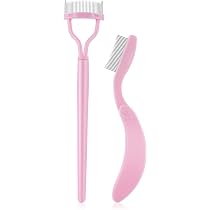 FRCOLOR 2 Stück Faltbare Wimpernkämme Aus Metall – Rosa, Für Die Trennung & Formung Von Wimpern & Augenbrauen