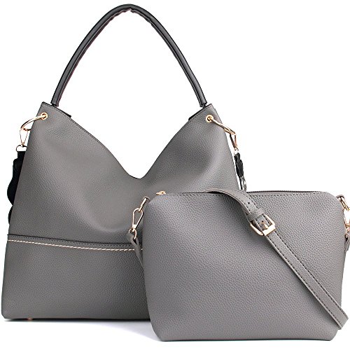 CASELAND Women Handbags PU Leather Handbag for Women Hobo Bag Shoulder Bags Large Capacity (Grey)