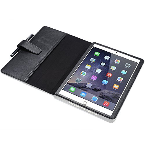 KAVAJ Ledertasche Case Hülle „London“ Für Das Apple IPad Air 2 Schwarz Aus Echtem Leder Mit Standfunktion Inkl. Eingabestift. Dünnes Smart Cover Als Edles Zubehör Für Das Original IPad Air 2 - 3