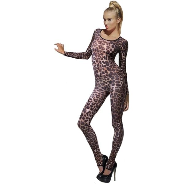 Maeau Jumpsuit voor dames, eendelig, lange mouwen, luipaard Maeau Jumpsuit voor dames, eendelig, lange mouwen, luipaard