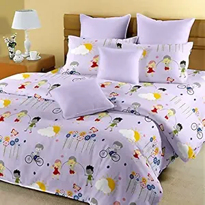 J. K. Bed Cover Kids Collection 100% Cotton 180 TC 1 Double King Size Bedsheet with 2 Pillow Covers (Blue) 127