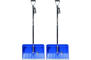 PAFEN 2 x Pala de nieve con mango ergonómico – Pala de nieve para pequeñas y grandes cantidades de nieve – Hoja de plástico, ancho de la hoja: 55 cm, mango de aluminio