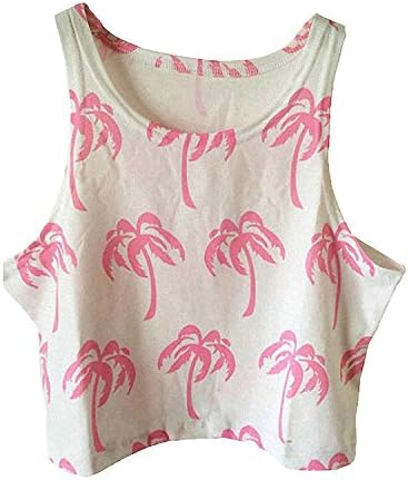 Women's Girls Teenager Vest Crop Top Beachwear Summer T-shirt Sleeveless Blouse Casual Tank Top Print Party Holiday