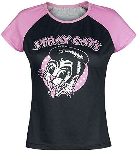 Sourpuss Stray Cats Girls Shirt Black-Pink M