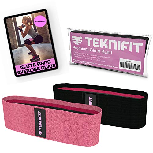 Teknifit Escultor del Booty - Hip Banda Elástica Circle Premium para Activación de Gluteos - Banda de Resistencia de Tejido Rosa con Elástico Antideslizante Diseñado para Mujeres (L/XL, Rosa)