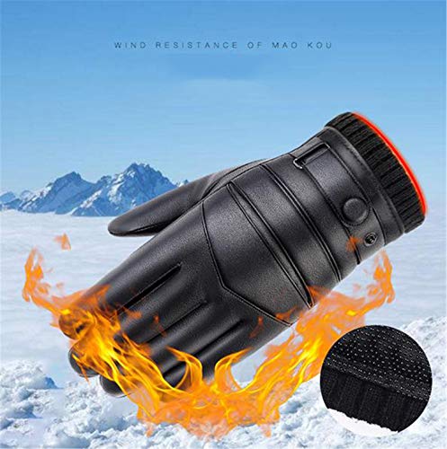 He-shop Gloves Men PU Leather Touch Screen Thick Warm Winter Windproof And Cold Resistant Driving Outdoor Cycling Gloves