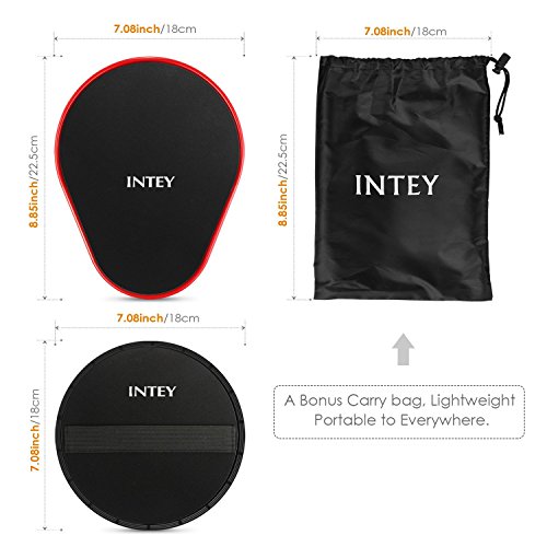 INTEY Gleitscheiben Sport Core Sliders inkl. Tragetasche mit Verschiedenen Oberflächen für Vielzahl Übungen zuhause und unterwegs, Schwarz/Rot (2 Paar) - 2