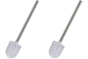 TIENDA EURASIA® Pack 2 Escobillas de Baño - Recambio de Escobilla WC de Baño de Acero Inoxidable - Ø8 x 35x5 cm (Blanco)