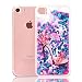 Produktbild iPhone 7 Flüssig Hülle,iPhone 7 Glitzer Hülle,Soft TPU Case Hülle für iPhone 7,Niedliche Klar Flexible Cool 3D Kreative Liquid Bling Glitzer Sparkle Shiny Cut Transparent Durchsichtiges Flüssige Liebe Herz Rote High Heels Blume Muster Quicksand Treibsand Weich Kristal Plastik Tasche Handyhülle Case Cover für iPhone 7 4.7 Zoll,Blau