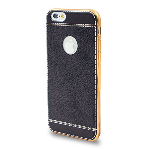 iPhone 6S Ultra Dünn Thin Kratzfest Hülle,iPhone 6 Leicht Leder Zurück Schale Case,Herzzer Luxus Gergeous Stoßfest [Gold Galvanisieren] Überzug TPU Rahmen Bumper Flexibel HandyHülle Schutzhülle Cover für iPhone 6/6S 4.7 Zoll + 1 x Frei Schwarz Handy Halterung Ständer + 1 x Frei Schwarz Stift Stylus -Schwarz - 3