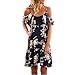Produktbild  Damen Abendkleid Maxikleid,  Damen Party Club Kleider Rüschen Blumen Kleid |  Schulter Faltenrock | 50er Vintage Retro Kleid | Kleidung Unter 10 Euro | Sommerkleid (2XL, Blau)