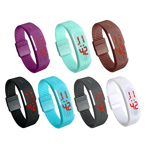 lancardo Elektronische Uhr Armbanduhr für Studenten mit Armband Silikon LED Display Format 12/24h verstellbar, Farbe wählbar