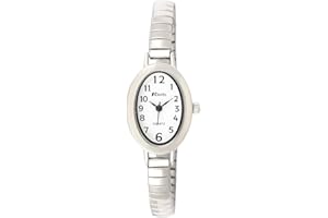 Ravel Petite Montre de Cocktail Ovale pour Femme sur Bracelet Extensible en Acier Inoxydable