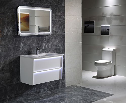 Dr. Fleischmann Design LED-Beleuchtung Badspiegel GS086 Lichtspiegel Wandspiegel mit Touch-Schalter Tageslichtweiß IP44 (80x60cm) - 5