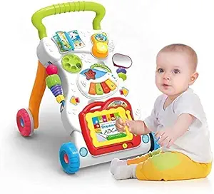 VGV Baby Sit-to-Stand Learning Music Walker Multi Functional Music Cartoon Musical Developmental Educational Toy Gifts for Baby Toddlers Boys Girls Kids for Age 8 Months + (Multi Color)