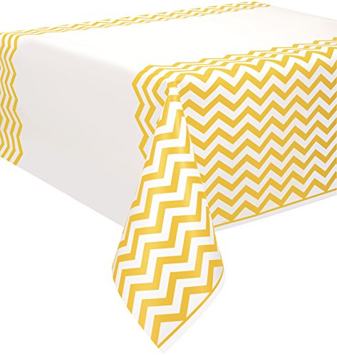 Plastic Tablecover 54″X108″-Sunflower Yellow Chevron - 2