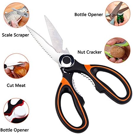 Kitchen Scissors, LUZWAY Kitchen Shears Multi-PurposStainless Steel Scissor Shear with Bottle Opener and Nutcracker.Perfect for Fish Scale, Cut and Chop Chicken, Meat, Bones, Vegetables etc. e Utility