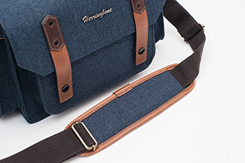 Herringbone Papas3 Sacoche Sac Bandouli  re reflex sac d   paule sac pour Appareil Photo Num  rique Canon Nikon Sony Panasonic H1193 Navy Medium