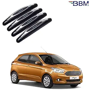 BBM Compact Stylish Plastic Chrome Finish Universal Car Door Guard for Ford Figo 2014 2015 2016 2017(Pack of 4) (Black)