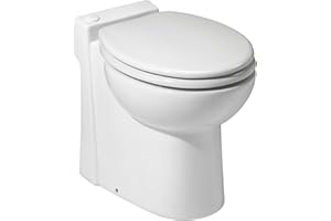 SANIPRO - WC Broyeur Intégré Turboflush - Broyeur WC avec WC à Poser Inclus - Double Chasse 1L/3L - Céramique Anti-Calcaire - 47 x 37 x 54,5 cm - Made in France - Blanc