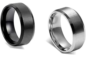 Flongo 8mm Anello Acciaio Inossidabile Lucidato, Anello Uomo Rotondo Liscio Colore Argento/Oro/RosaOro/Nero,Misura da Scelta, Regalo